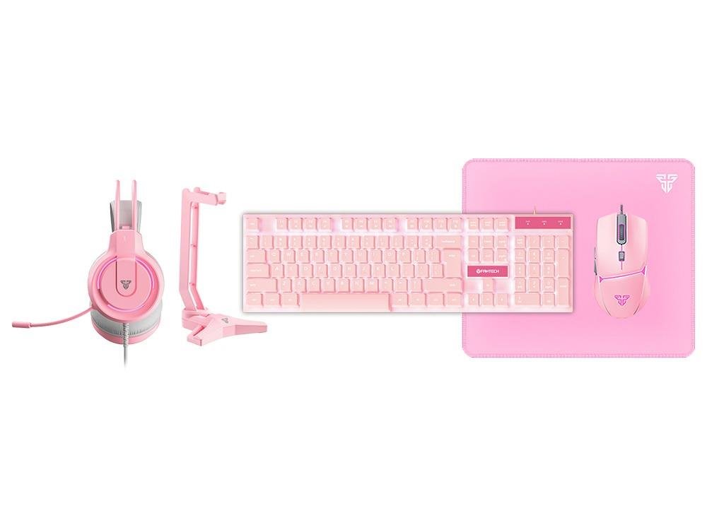 Fantech P51 Gaming PC 5 - in - 1 Keyboard Combo with Mouse / Mousepad / Headset / Headset Stand - Sakura Pink - IT Warehouse