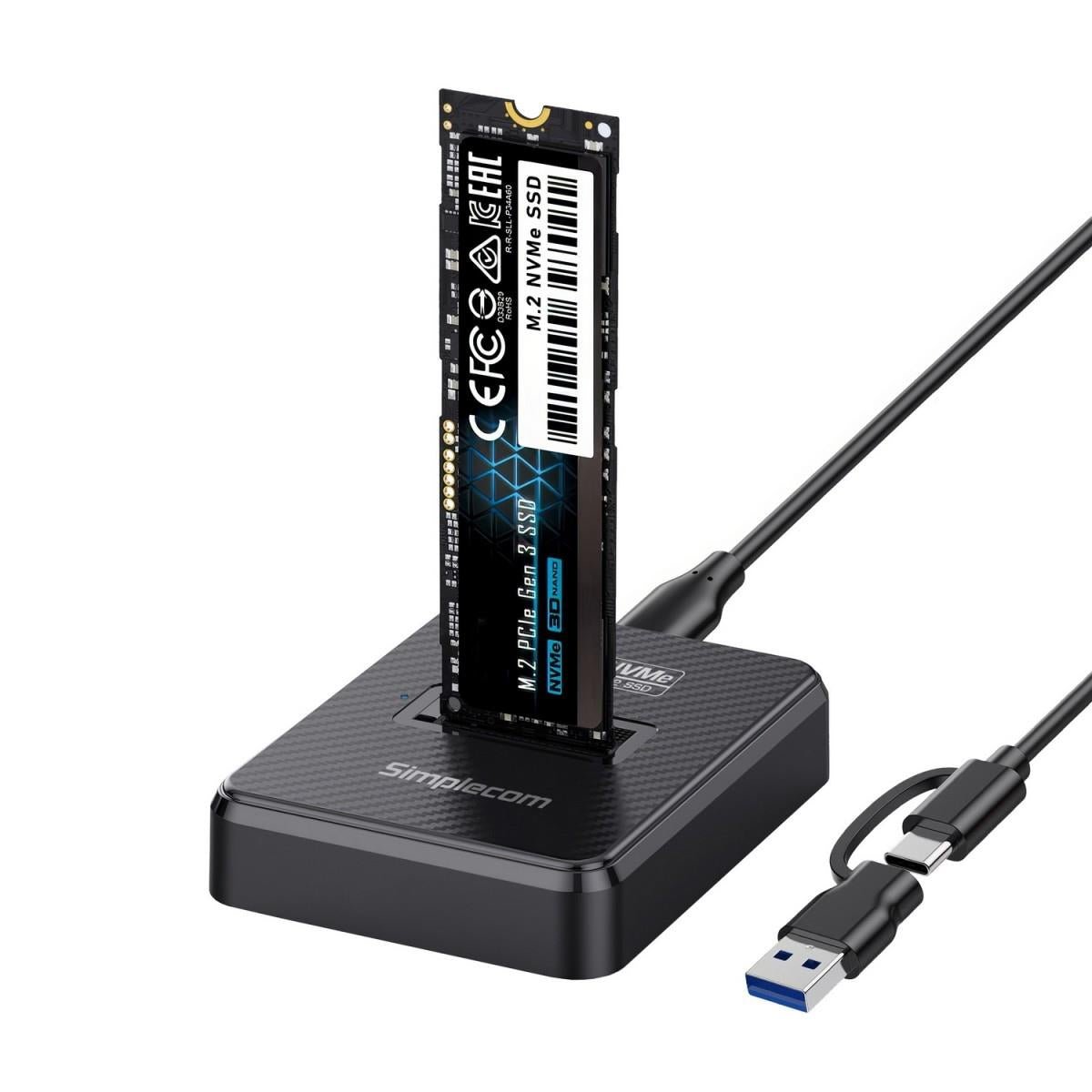 Simplecom SD511 M.2 SSD Docking Station NVMe and SATA Dual Protocol USB 3.2 Gen 2 - IT Warehouse