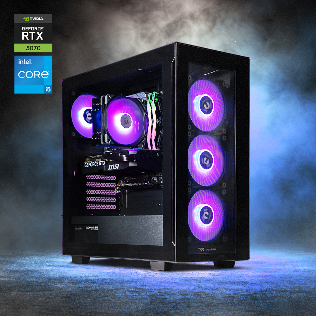 Thermaltake Infinity PRO V7 Desktop PC Intel Core i5-14600KF 32GB RAM RTX 5070 W11 - V350 Black