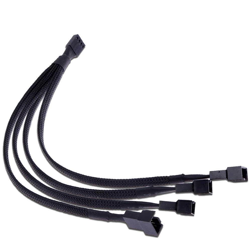 4 Pin PWM Extender Cable Black Sleeved Extension Fan Cable 1 to 3 ways Splitter by Astrotek