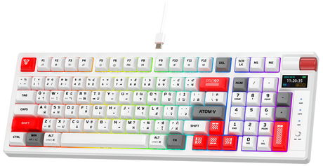 Fantech MK918 Atom Pro97 Hot-Swap Wireless Red Switch Mechanical White Keyboard with Display Screen - Electronics > Electronics Accessories > Computer Components > Input Devices > Keyboards from Fantech