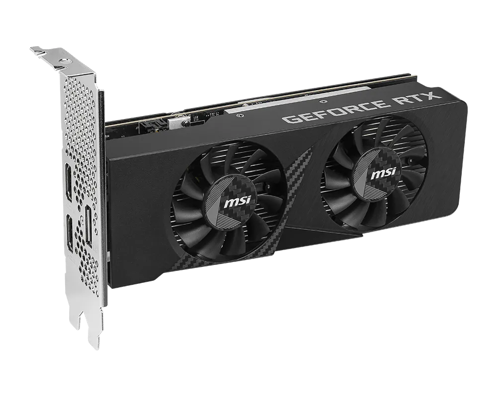 MSI GeForce RTX 3050 LP E 6G OC (Boost: 1492 MHz), 6GB GDDR6 (14Gbps), 96-bit, PCI-E 4.0 x16, 1x DisplayPort 1.4a, 2x HDMI 2.1, Dual Fans Thermal, Low Profile Design