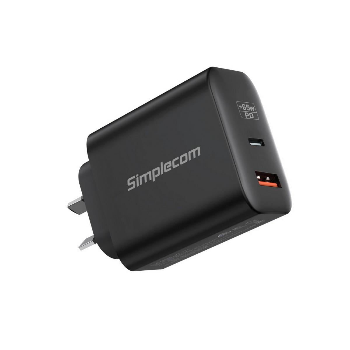 Simplecom CU265 Dual Port PD 65W Fast Wall Charger - IT Warehouse