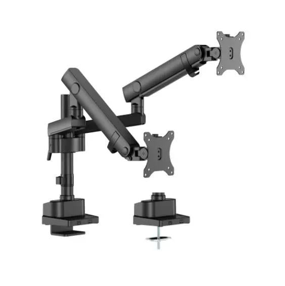 Brateck LDT84-C024P-B Dual Screen Pole-Mounted Heavy-Duty Mechanical Spring Monitor Arm Black by Brateck