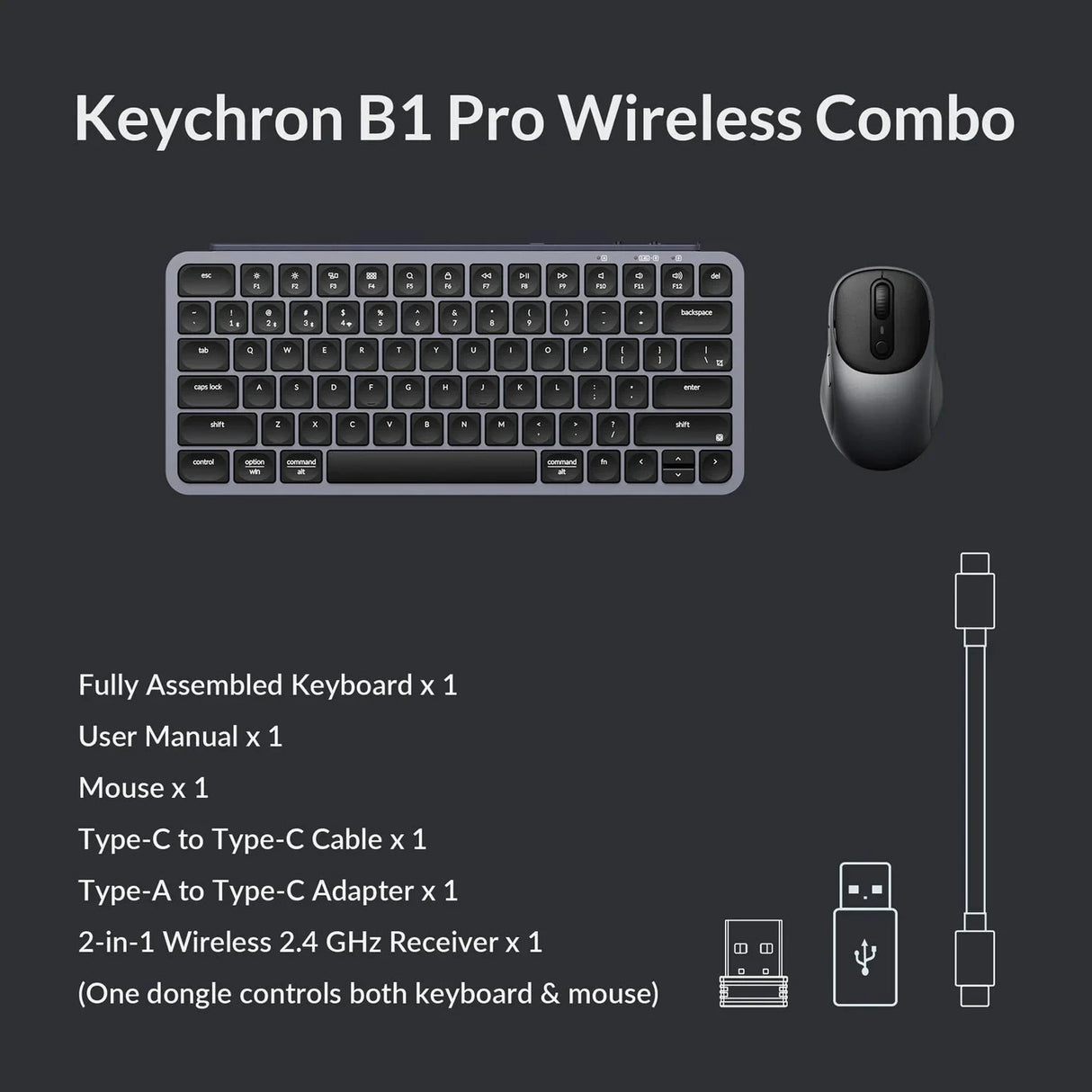 Keychron B1 Pro Keyboard and BM24 Mouse Wireless Combo by Keychron