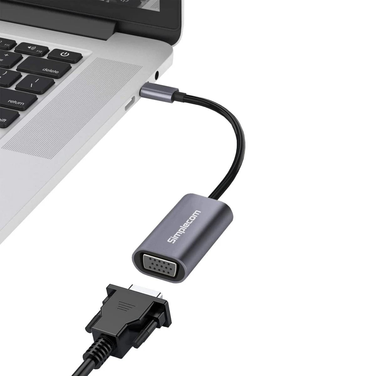 Simplecom DA104 USB-C to VGA Adapter Full HD 1080p by Simplecom