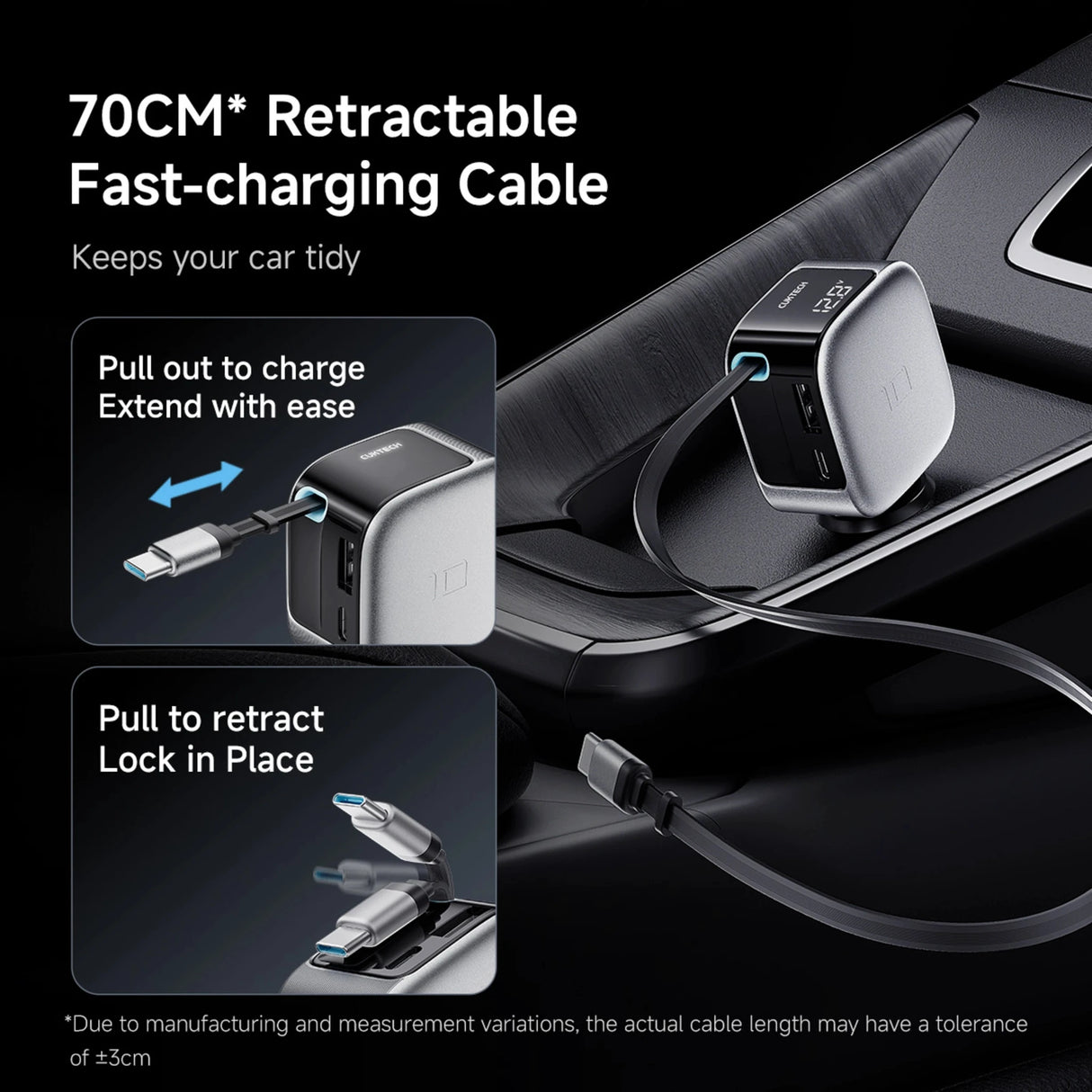 CUKTECH 10 Car Charger 90W with Retractable Cable by CUKTECH