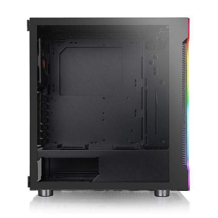 ThermalTake H200 Tempered Glass RGB Edition ATX Mid - Tower Black Case With 1x Black 120mm Rear Fan Pre - instalLED - IT Warehouse