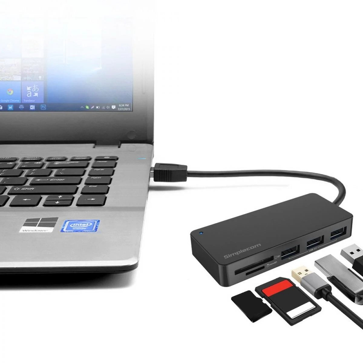 Simplecom CH368 3 Port USB 3.0 Hub with Card Reader by Simplecom