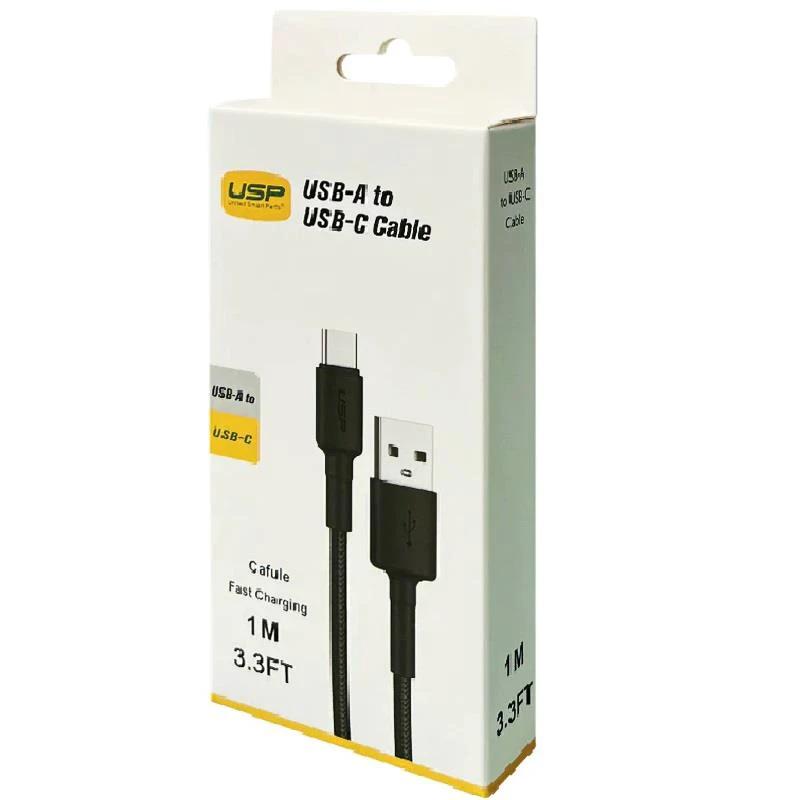 USP BoostUp Braided USB-C to USB-A Cable (1M) Black by USP