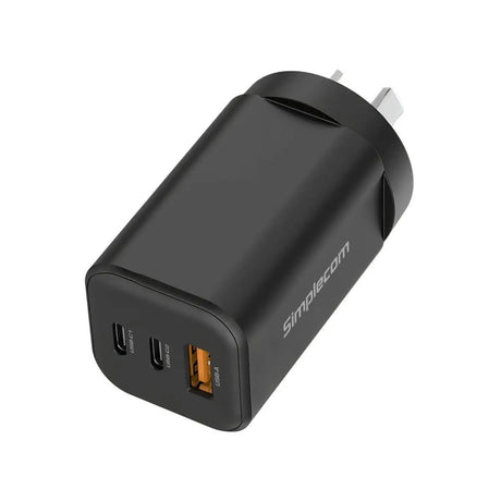 Simplecom CU365 3-Port PD 65W GaN Wall Charger Dual USB-C + USB-A for Phone Lapto by Simplecom