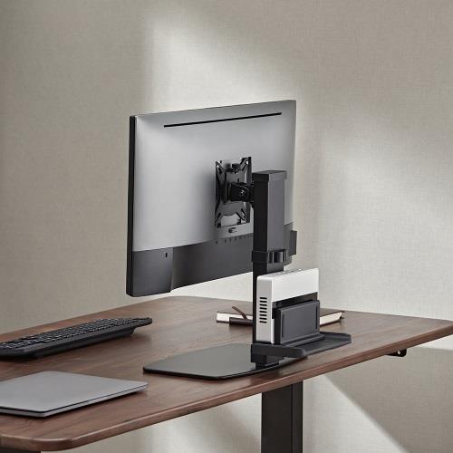 Brateck Vertical Lift Monitor Stand With Thin Client CPU Mount Fit Most 17"-32"