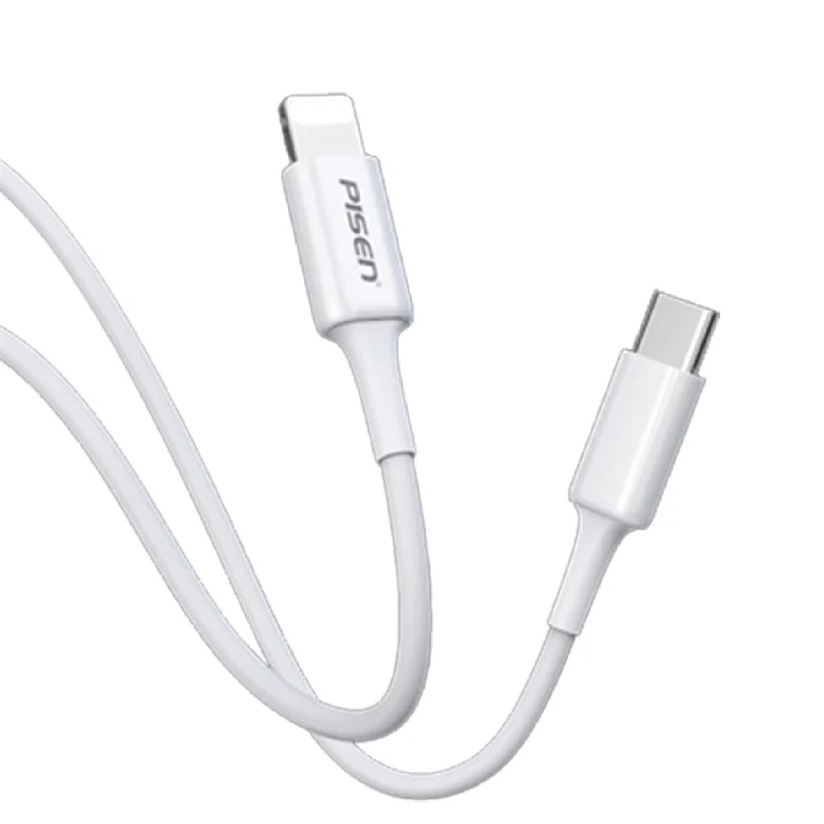 Pisen Mr White Lightning to USB-C PD Fast Charge Cable (1M) White - Support Charge 3A