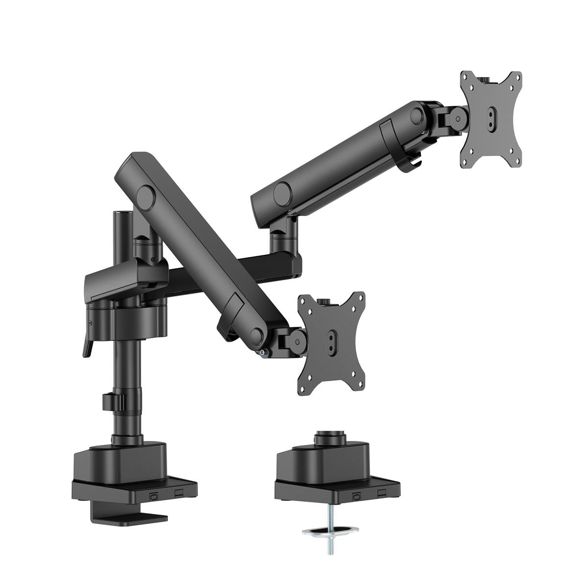 INFINITY Black Dual Screen Pole-Mounted Heavy-Duty Mechanical Spring Monitor Arm