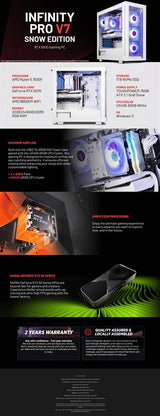 Thermaltake Infinity PRO V7 Desktop PC AMD Ryzen 5 7500F 32GB RAM RTX 5070 W11 - V350 Snow Edition