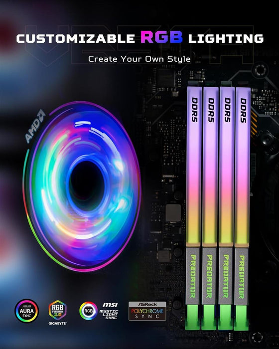 PREDATOR VESTAII 32GB 16GBx2 Silver RGB DDR5 Memory 6000Mhz