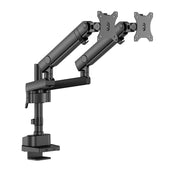 INFINITY Black Dual Screen Pole-Mounted Heavy-Duty Mechanical Spring Monitor Arm