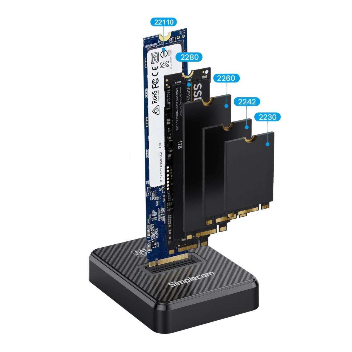 Simplecom SD511 M.2 SSD Docking Station NVMe and SATA Dual Protocol USB 3.2 Gen 2