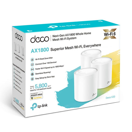 TP-Link Deco x20 (3-Pack) AX1800 Whole Home Mesh - Electronics > Networking > Bridges & Routers > Wireless Routers from TP Link