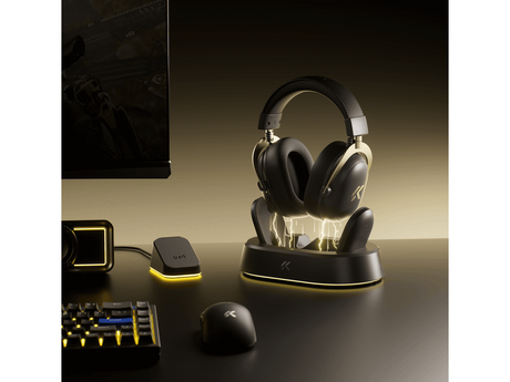 MCHOSE V9 Turbo+ Wireless RGB Gaming Headset with Magnetic Charging Station - Black Gold by MCHOSE