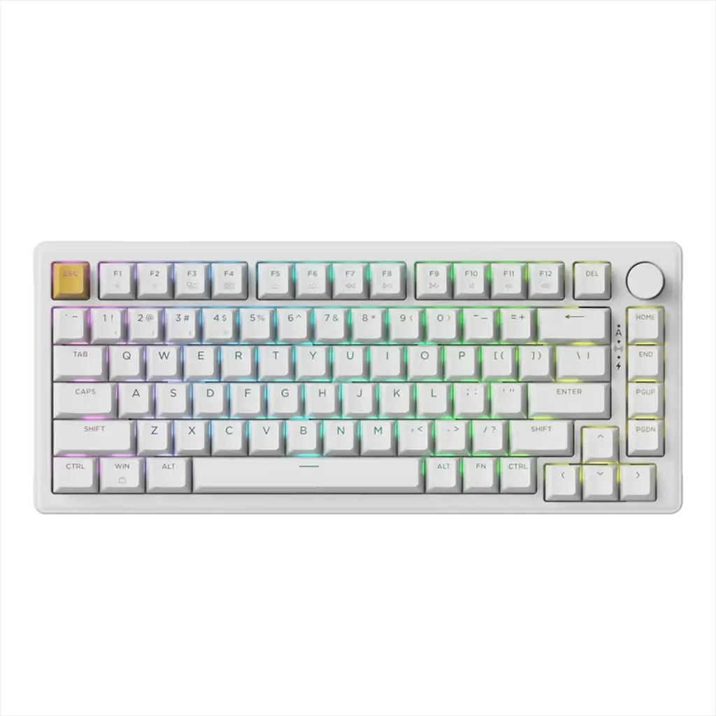Keychron J2 QMK Wireless RGB Hot-Swappable Apex Super Brown Switch 75% Mechanical Keyboard - White by Keychron