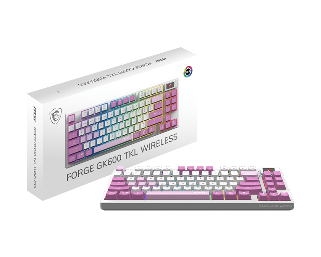 MSI Forge GK600 TKL Wireless RGB Linear Switch Gaming Keyboard - Violet