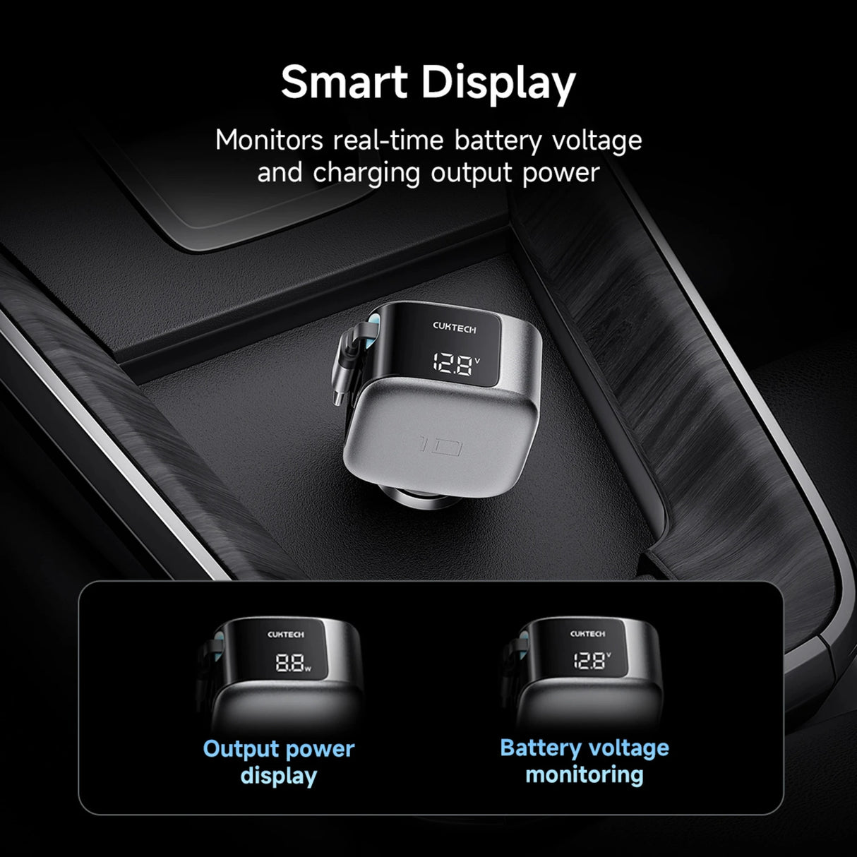 CUKTECH 10 Car Charger 90W with Retractable Cable by CUKTECH