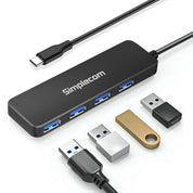 Simplecom CH340 Compact USB-C to 4 Port USB-A Hub