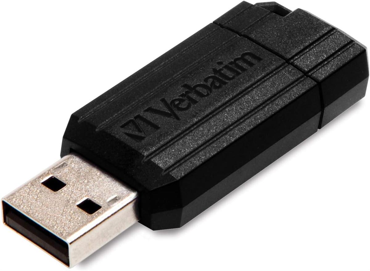 Verbatim 64GB Pinstripe USB 2.0 Flash Drive, Black