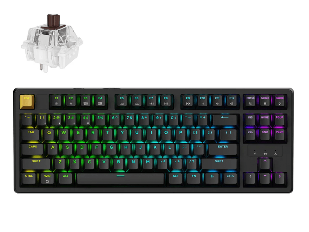 Keychron J4 QMK Wireless RGB Backlight Brown Switch Hot-Swappable Mechanical Keyboard - Black