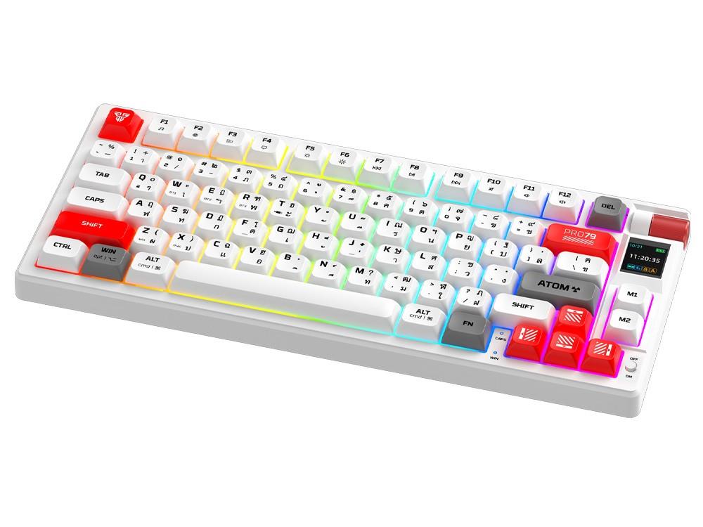 Fantech MK917 Atom Pro 75% Hot-Swap Display Screen Wireless Red Switch Mechanical White Keyboard