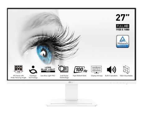 MSI Pro MP273AW 27” FHD IPS 100Hz 1ms Business Monitor - White - Electronics > Video > Computer Monitors from MSI