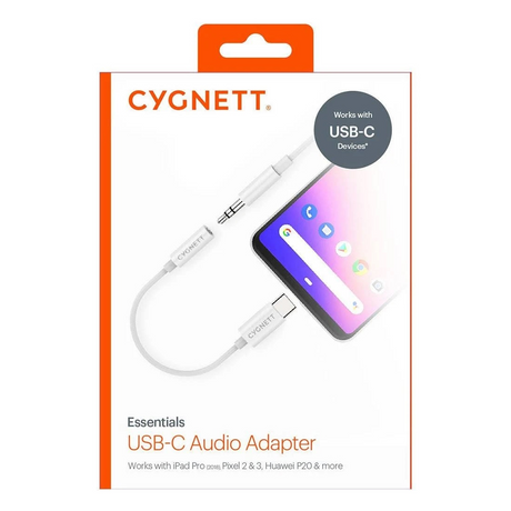 Cygnett Essentials USB-C Audio Adapter - White 3.5mm Headphones to USB-C Connection - Electronics > Audio > Audio Components > Headphones & Headsets from Cygnett