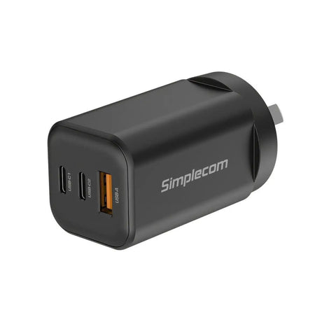 Simplecom CU365 3-Port PD 65W GaN Wall Charger Dual USB-C + USB-A for Phone Lapto by Simplecom