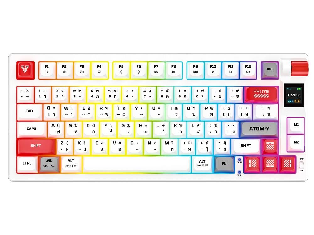 Fantech MK917 Atom Pro 75% Hot-Swap Display Screen Wireless Red Switch Mechanical White Keyboard