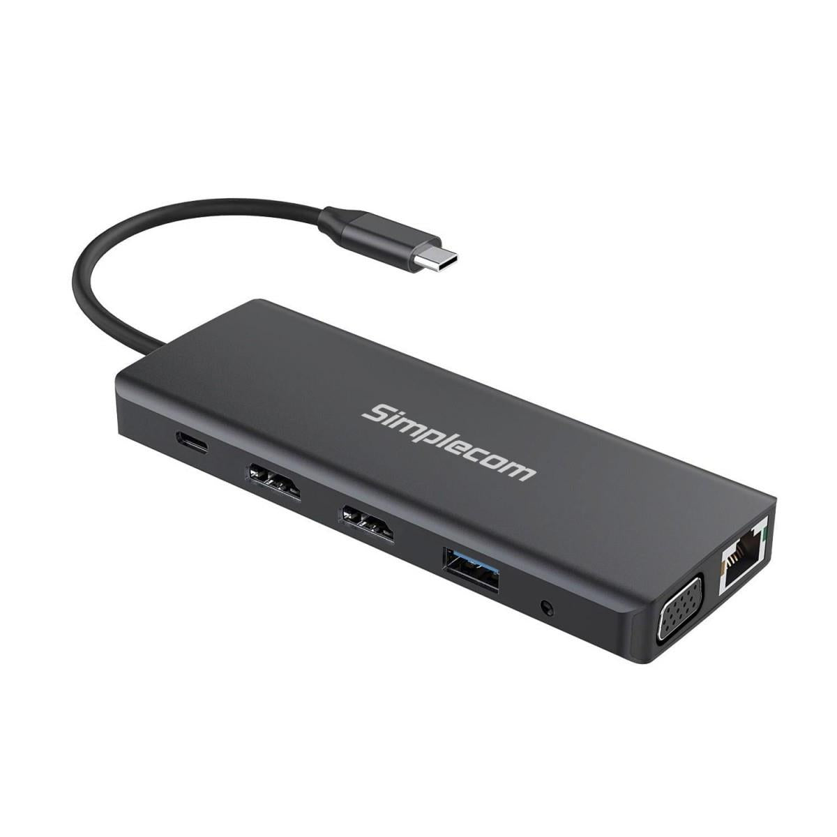 Simplecom CHN612 USB-C 12-in-1 Multiport Docking Station Dual HDMI + VGA Triple Display Gigabit LAN - Electronics > Electronics Accessories > Computer Accessories > Laptop Docking Stations from Simplecom