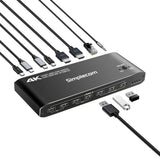Simplecom KM590 2-Port USB-C Dual 4K HDMI Monitor KVM Switch and Docking Station with Network Sharing by Simplecom