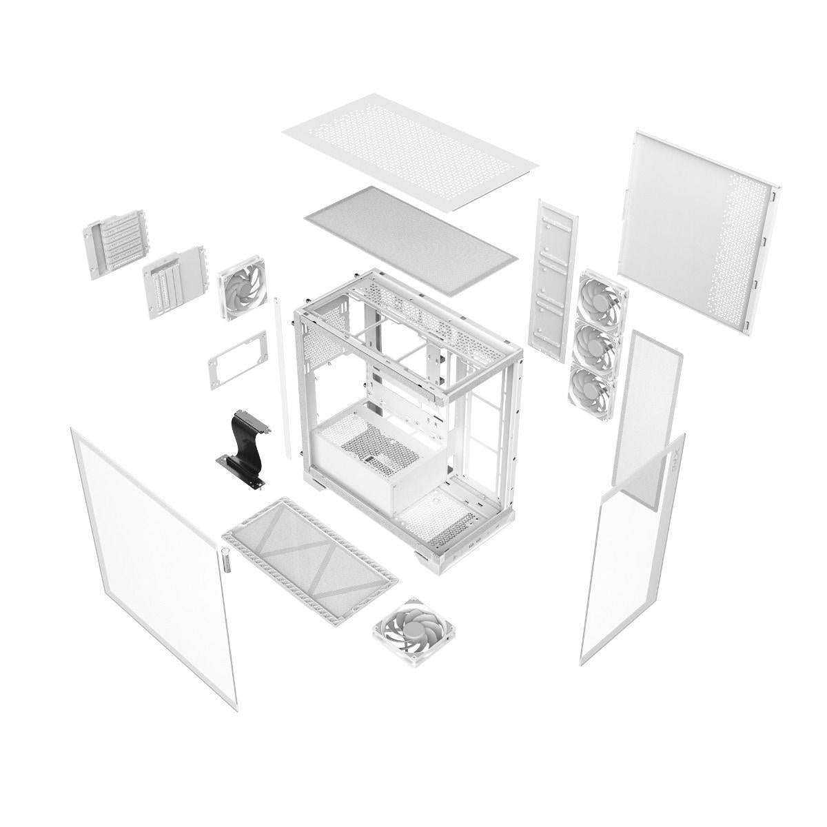 INVADER X BTF Mid-Tower PC Chassis - 5x RGB 120mm Fans - White