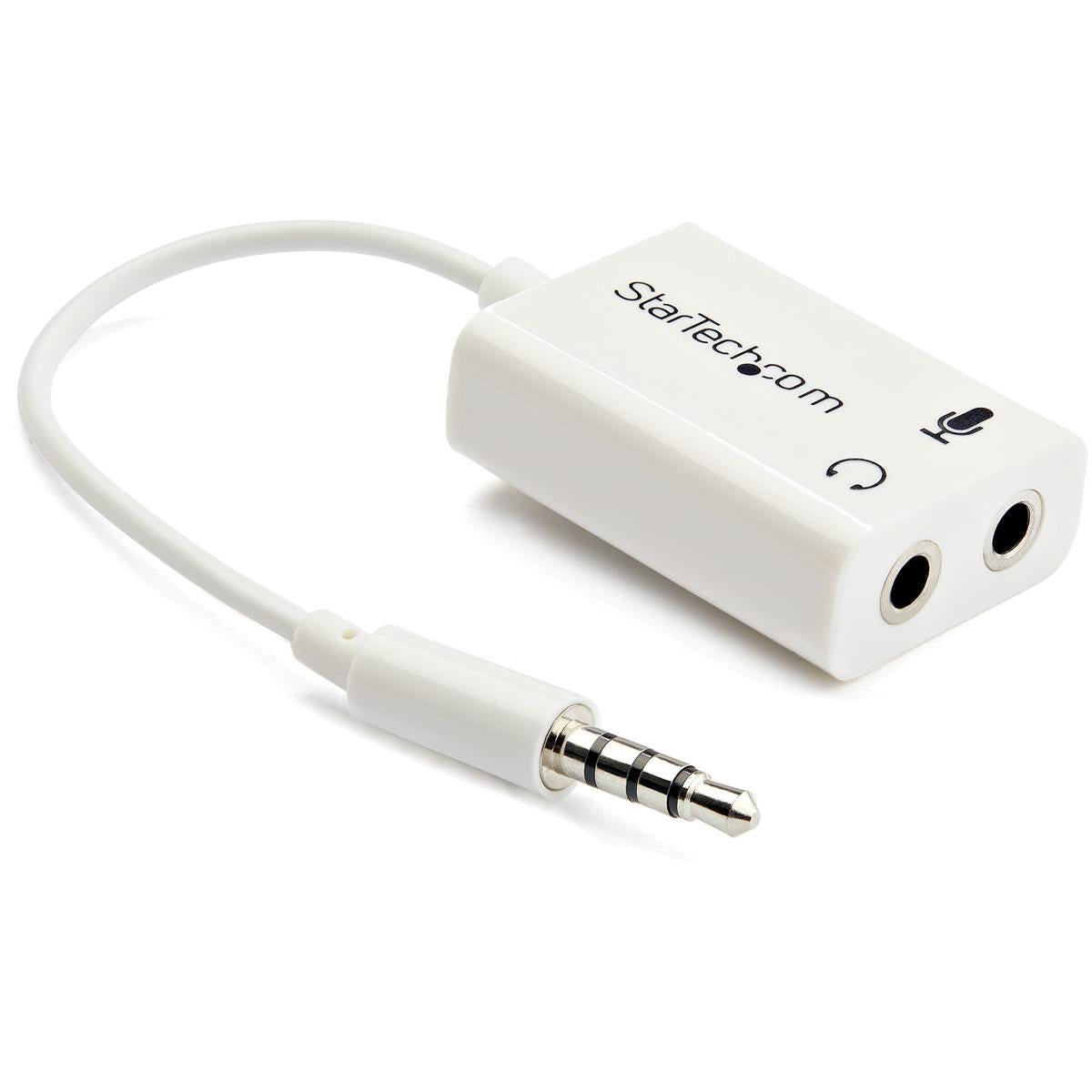 StarTech White headset adapter for headsets with separate headphone / microphone plugs - 3.5mm 4 position to 2x 3 position 3.5mm M/F