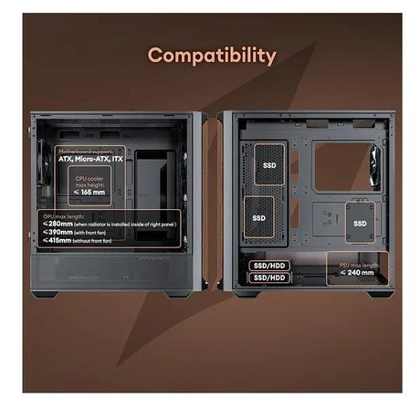Antec Flux ATX, Black Premium Walnut Trim, 5x Black PWM Performance Fans