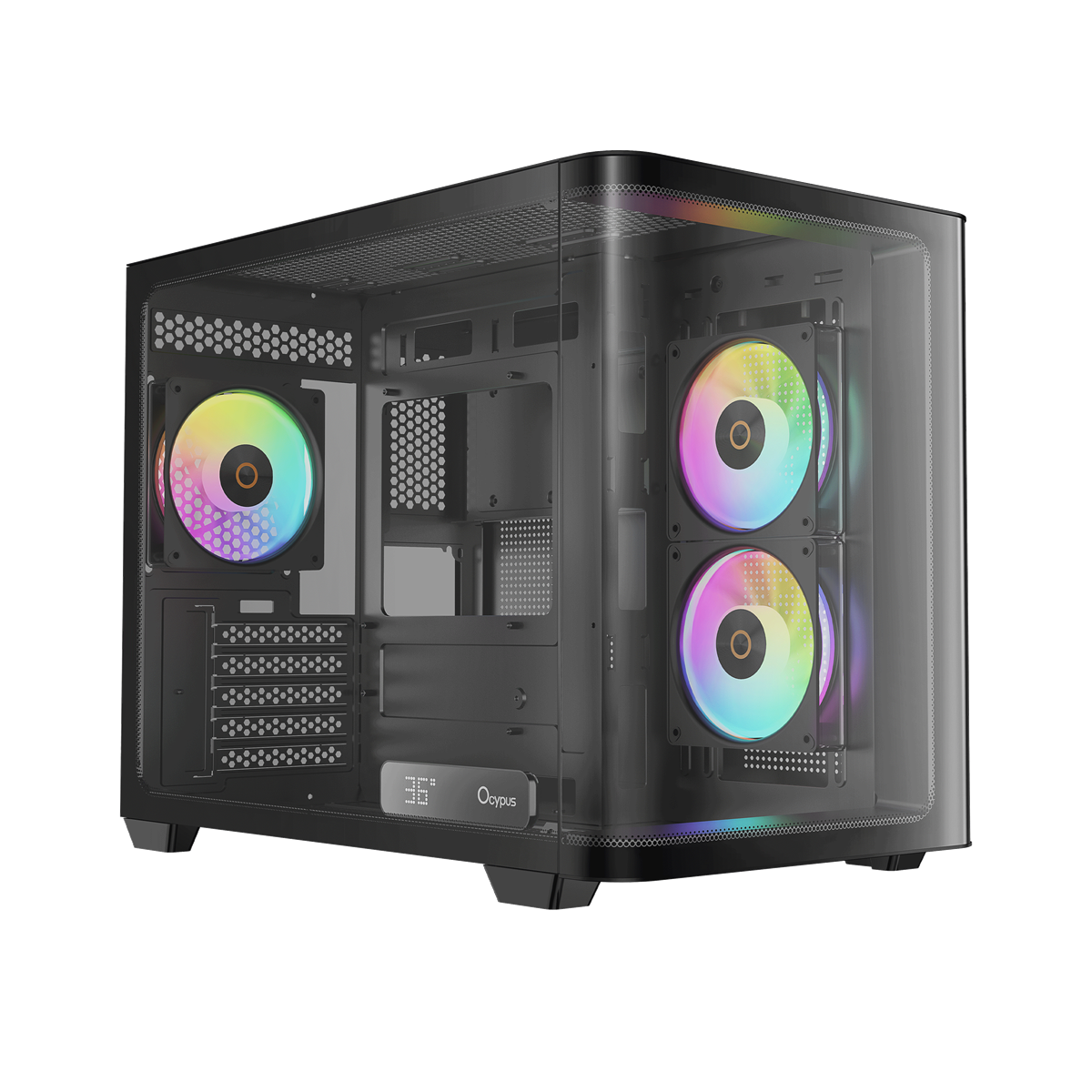 OCYPUS Iota C50 BLACK mATX case curve panel with digital display