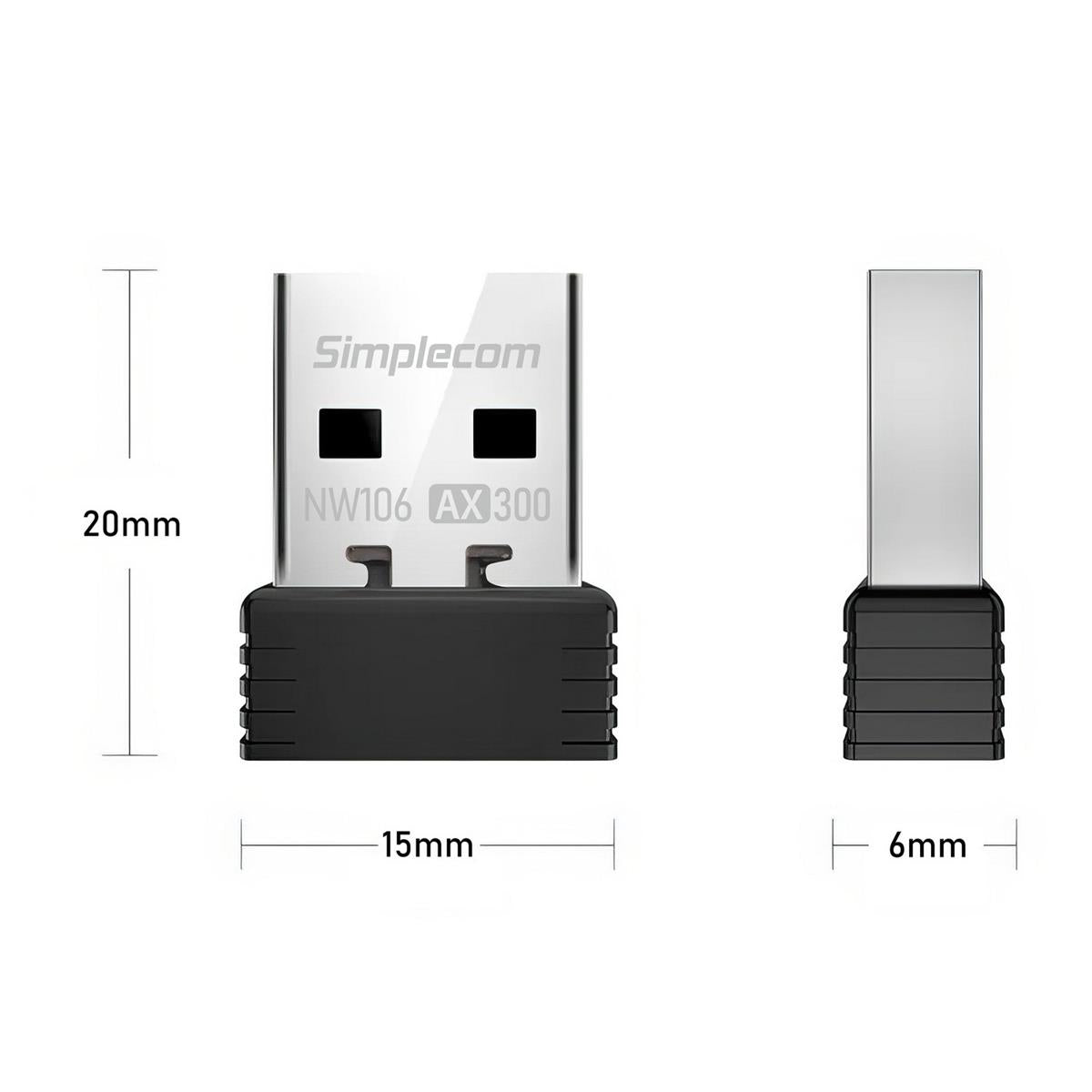 Simplecom NW106 AX300 Wi-Fi 6 USB Wireless Nano Adapter