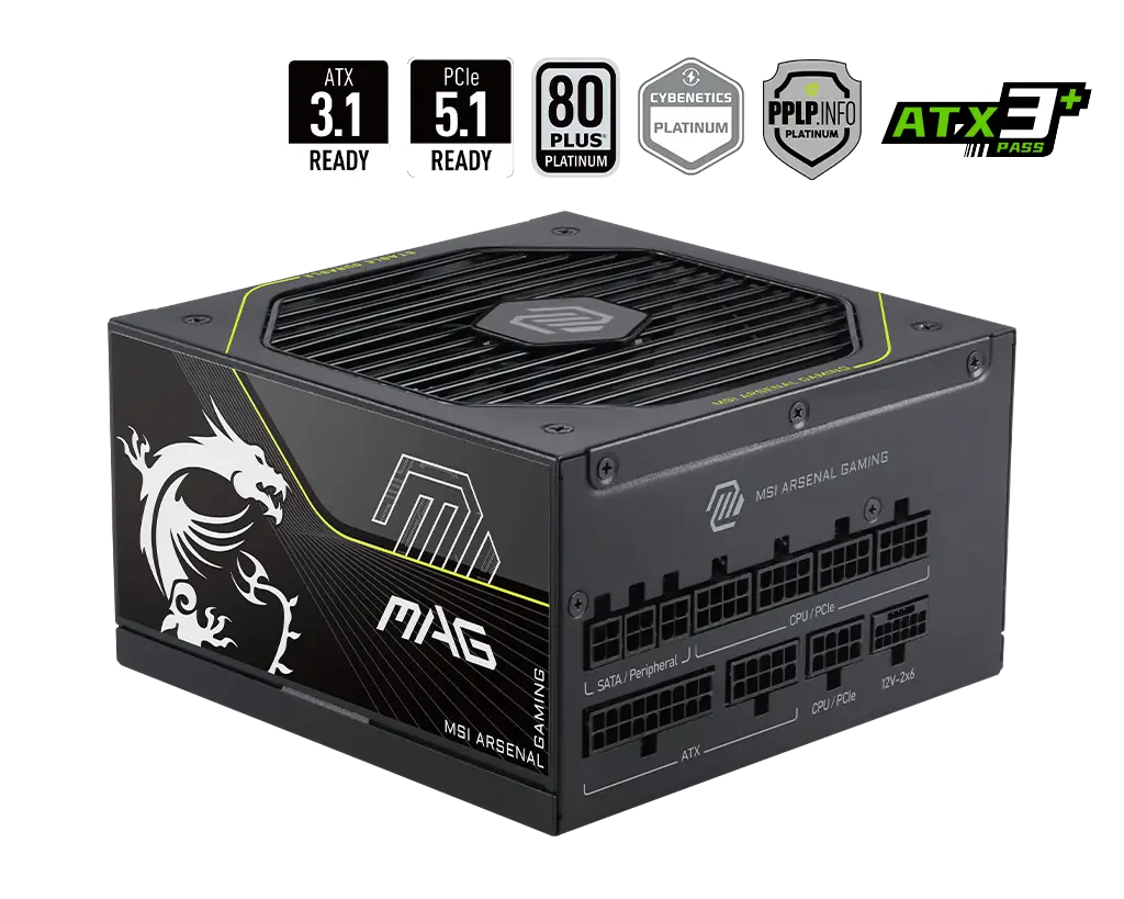 MSI MAG A1200PLS PCIE5.1 1200W 80+ Gold ATX Fully Modular Power Supply