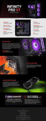 Thermaltake Infinity PRO V7 Desktop PC AMD Ryzen 5 7500F 32GB RAM 1TB SSD RTX 5070 W11 - V350 Black