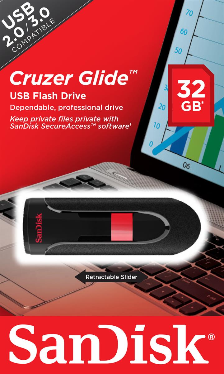 Sandisk Cruzer Glide 32GB USB 2.0 Flash Drive