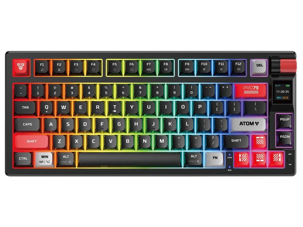Fantech MK917 Atom Pro 75% Hot-Swap Display Screen Wireless Red Switch Mechanical Black Keyboard
