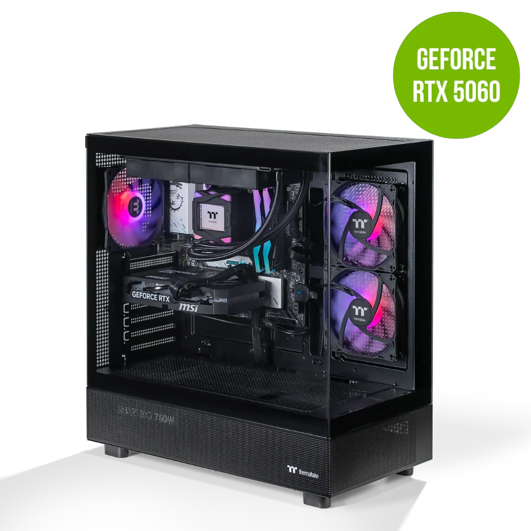 Thermaltake Horizon V2 Ryzen 5 7500F 32GB RTX 5060 1TB SSD 32GB RAM W11H Gaming Desktop PC - Black by Thermaltake