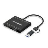 Simplecom DA327 USB 3.0 or USB-C to Dual HDMI