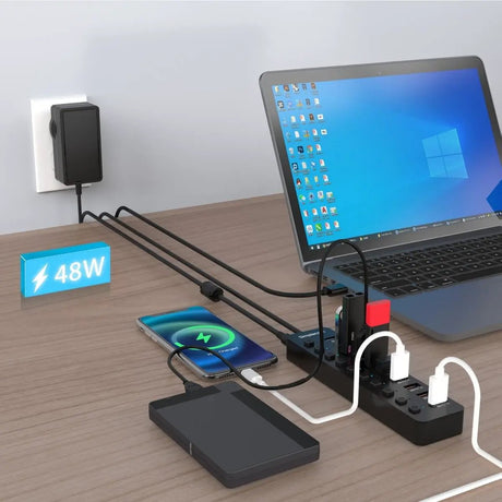 Simplecom CHU810 10-Port USB 3.0 Hub and Charger with Individual Switches by Simplecom