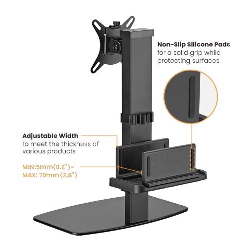 Brateck Vertical Lift Monitor Stand With Thin Client CPU Mount Fit Most 17"-32"